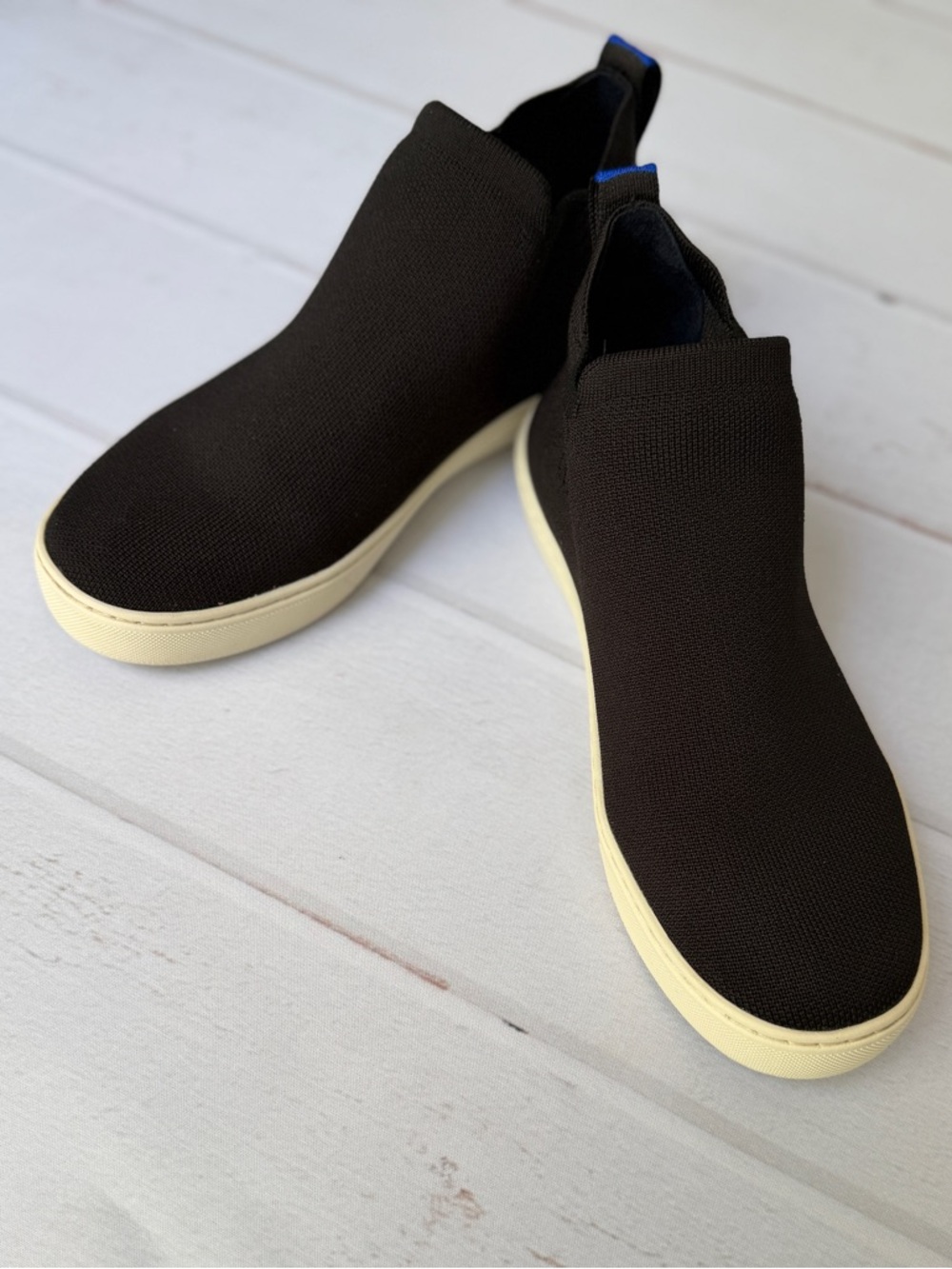 Rothy’s The Chelsea Sneaker Boot Black Knit Size 9